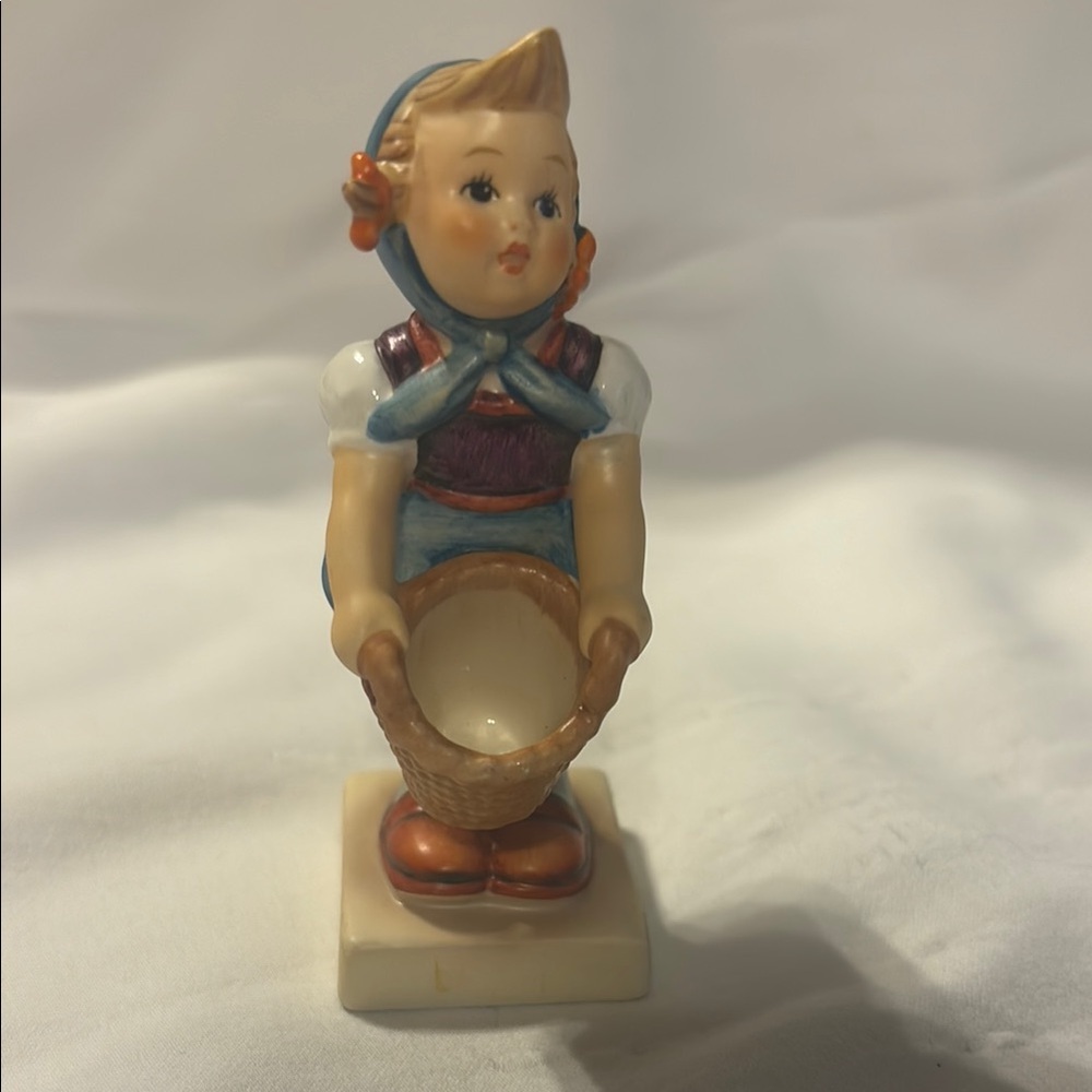Vintage Hummel Ceramic Girl Figurine with Basket